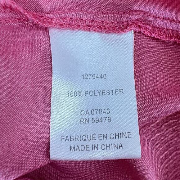 Rachel Roy Top Womens Medium Ruffle Cap Sleeve Pink Silky Neck Tie - Picture 9 of 10